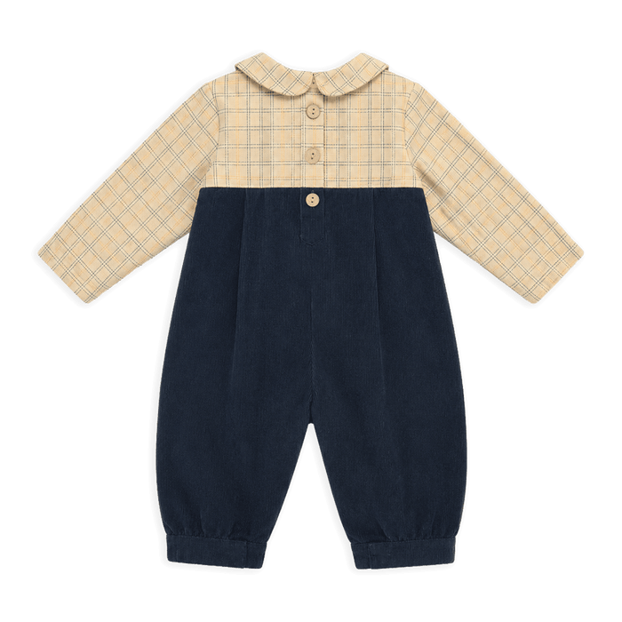 Organic Embroidered Corduroy Baby Coverall Jumpsuit, Back