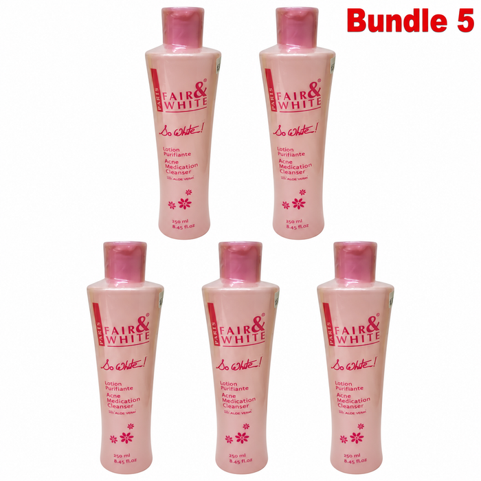 Fair & White So White Lotion Purifiante Acne Medication Cleanser 250ml, medicated skincare lotion formulated for acne-prone skin, designed to cleanse impurities and support a clearer, smoother-looking complexion.