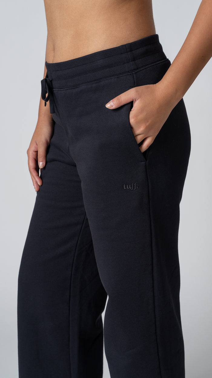 Foundation Wide Leg Sweatpant in Carbon Black - view 4