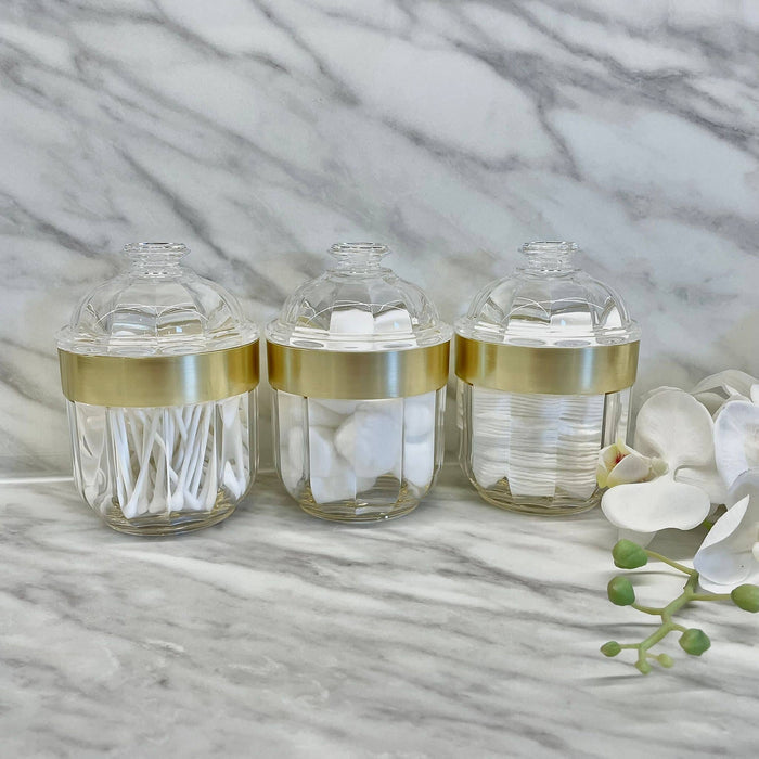 Gianna Small Acrylic Canister with Gold Rim - Set of 3 Accessories