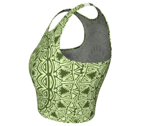 Green Mandala Athletic Crop Top - Yelena Noah Designs