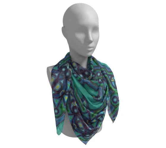 Green Reflection Square Scarf - Yelena Noah Designs