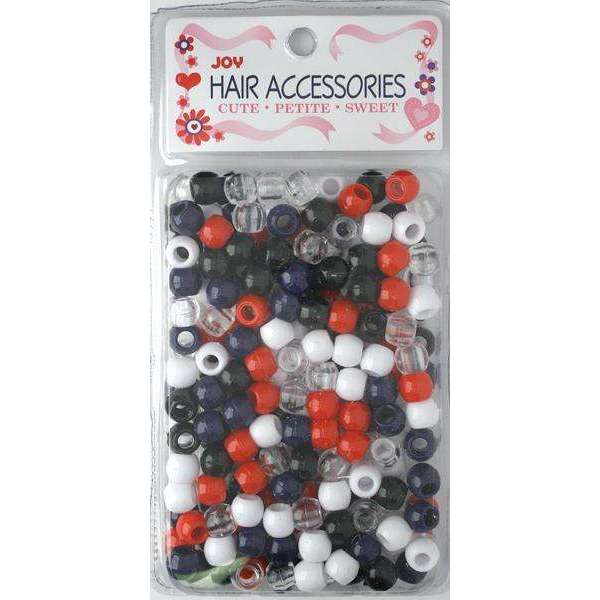Joy Round Hair Beads Large, 240 Count, Black, White, & Red