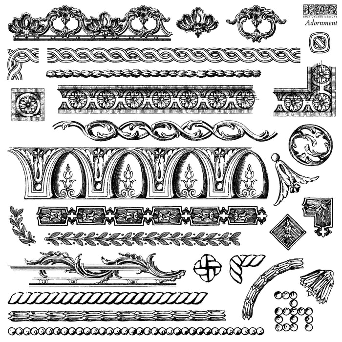 NEW! Iron Orchid Décor Stamp Set - 12x12 - Adornment