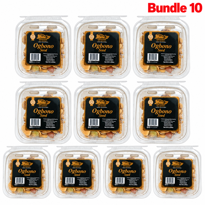 Ogbono Seeds in branded packaging, authentic African bush mango seeds used as a natural soup thickener, ideal for preparing rich, flavorful Nigerian ogbono soup and traditional West African dishes.