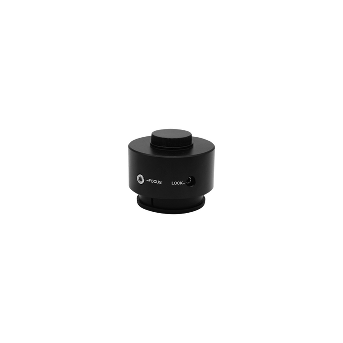 Olympus Compatible 0.5X Adjustable Microscope Camera Coupler C-Mount Adapter 42mm, SKU CP02511301, three quarter front view