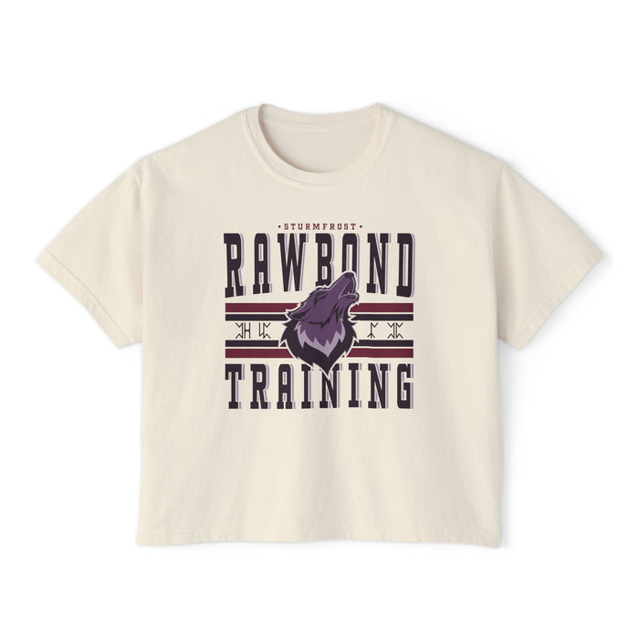 Vintage-wash comfort colors crop top from thtgrlreads featuring a bold Wolves of Ruin design with a howling wolf graphic and collegiate-style text, part of official bookish Tees collections.