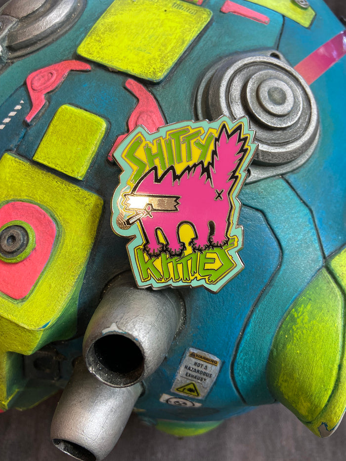 SHITTY KITTY PIN- GLOW IN THE DARK!