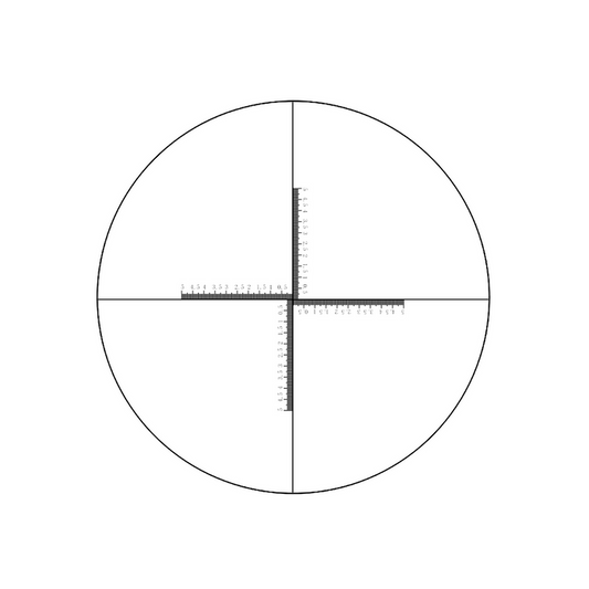 10mm/200 Div Crosshair Scale Reticle ( Dia. 24mm), SKU RT20104163, three quarter front view