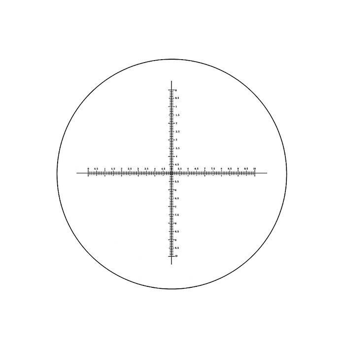 10mm/200 Div Crosshair Scale Reticle ( Dia. 24mm), SKU RT20104166, three quarter front view