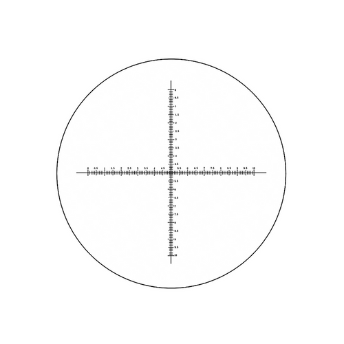 10mm/200 Div Crosshair Scale Reticle ( Dia. 24mm), SKU RT20104166, three quarter front view
