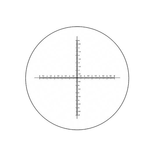 10mm/200 Div Crosshair Scale Reticle ( Dia. 24mm), SKU RT20104166, three quarter front view