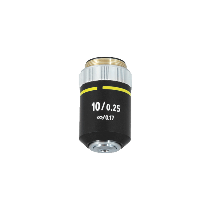 10X Infinity-Corrected Semi-Plan Achromatic Microscope Objective Lens Working Distance 5.8mm, SKU BM13023321, three quarter front view