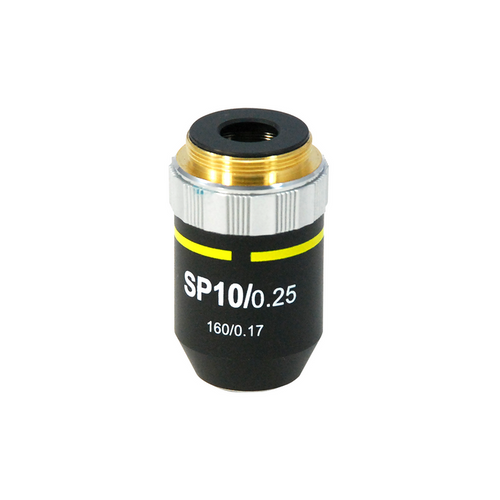 10X Semi-Plan Achromatic Microscope Objective Lens Working Distance 5.6mm, SKU BM13033321, three quarter front view
