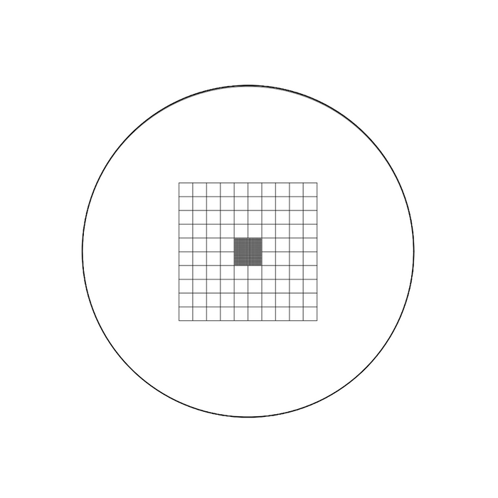 10x10mm/10x10 Net Grid, 2x2mm/20x20 Net Grid Net Grid Reticle ( Dia. 24mm), SKU RT20105164, three quarter front view