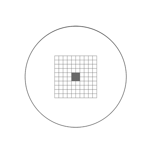 10x10mm/10x10 Net Grid, 2x2mm/20x20 Net Grid Net Grid Reticle ( Dia. 24mm), SKU RT20105164, three quarter front view