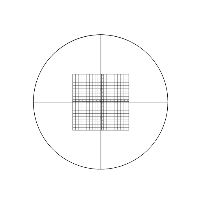 10x10mm/20x20 Net Grid, 10mm/200 Div Net Grid Reticle ( Dia. 24mm), SKU RT20105162, three quarter front view