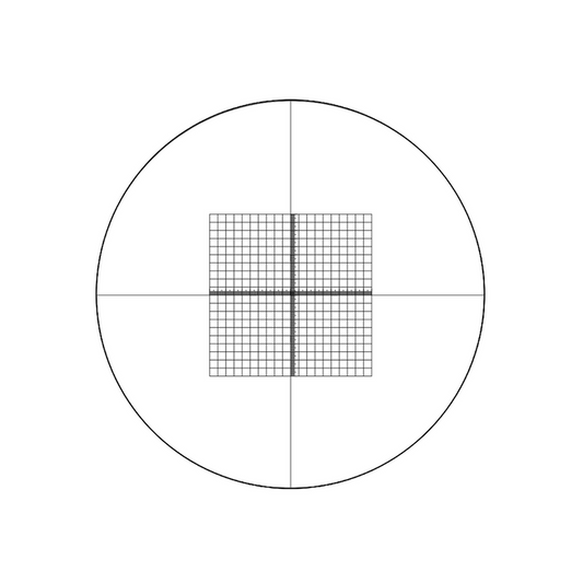 10x10mm/20x20 Net Grid, 10mm/200 Div Net Grid Reticle ( Dia. 24mm), SKU RT20105162, three quarter front view