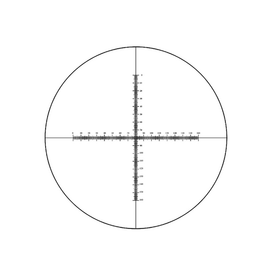 16mm/160 Div  Crosshair Scale Reticle ( Dia. 24mm), SKU RT20104165, three quarter front view