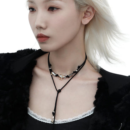 1STXULIE Bad Cat Collection Niche Gothic Choker Necklace T4499