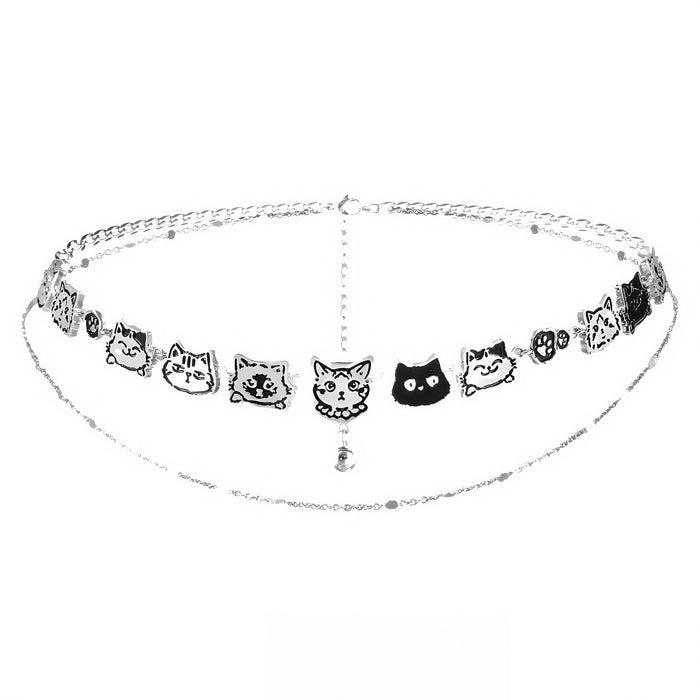 1STXULIE Graffiti Kitten Collection Niche Cool Choker Necklace T4497