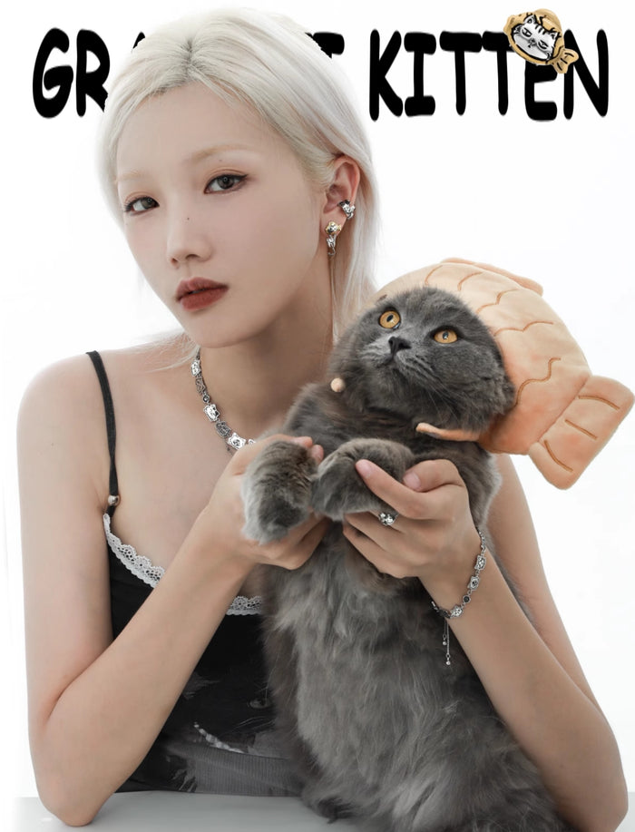 1STXULIE Graffiti Kitten Collection Niche Cool Choker Necklace T4497