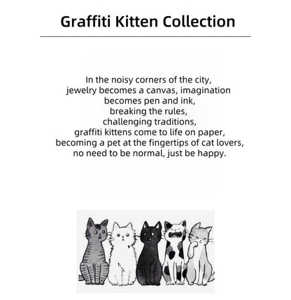 1STXULIE Graffiti Kitten Collection Niche Cool Choker Necklace T4497
