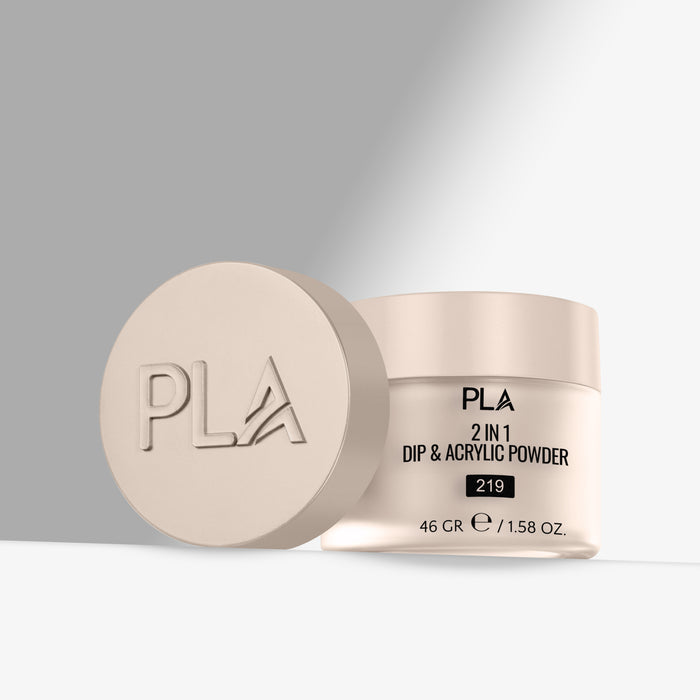 PLA 2 in 1 Dip & Acrylic Powder container on a light gray background