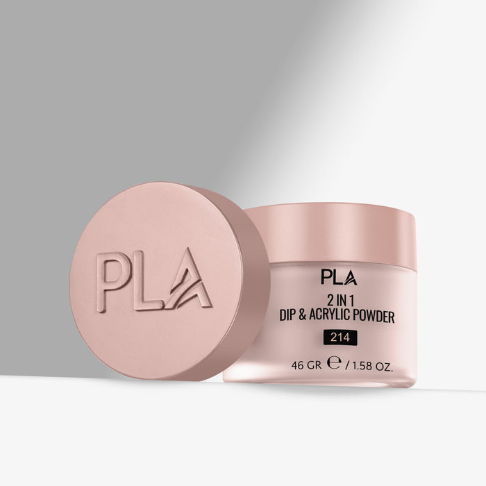 PLA 2-in-1 Dip & Acrylic Powder container with pink lid on a light gray background
