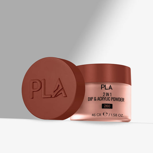 PLA 2 in 1 Dip & Acrylic Powder container with red brown lid on a gray background