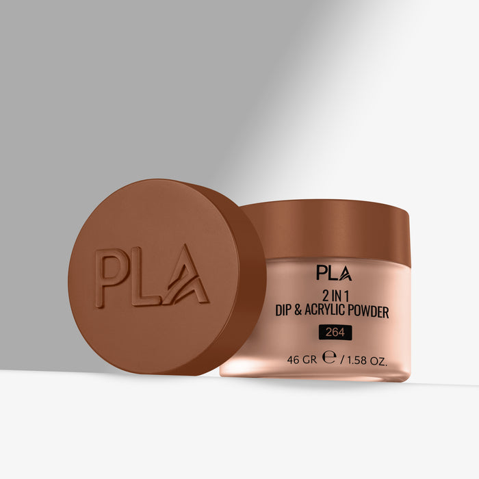 PLA 2 in 1 Dip & Acrylic Powder container with brown lid on a gray background