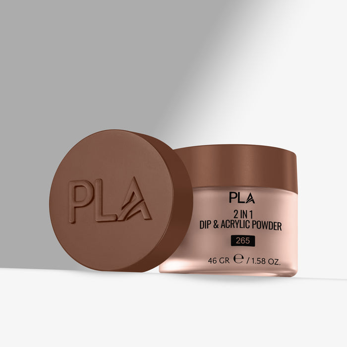 PLA 2 in 1 Dip & Acrylic Powder container with brown lid on a gray background
