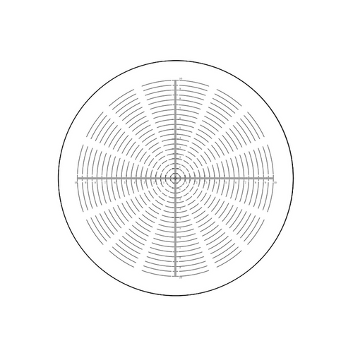 20mm/200 Div  Concentric Circles Reticle ( Dia. 24mm), SKU RT20112161, three quarter front view