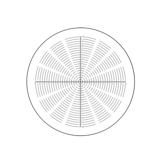 20mm/200 Div  Concentric Circles Reticle ( Dia. 24mm), SKU RT20112161, three quarter front view