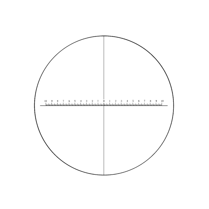 20mm/200 Div  X-Axis Cross Hair Scale Reticle ( Dia. 24mm), SKU RT20103164, three quarter front view