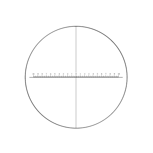 20mm/200 Div  X-Axis Cross Hair Scale Reticle ( Dia. 24mm), SKU RT20103164, three quarter front view