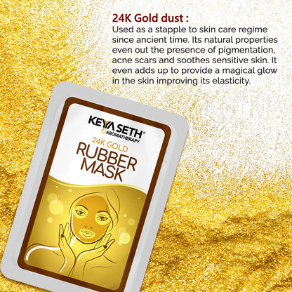 24K Gold Rubber Facial Mask for Brightening & Whitening Enriched with Aloe Vera & Chamomile Extract - Keya Seth Aromatherapy