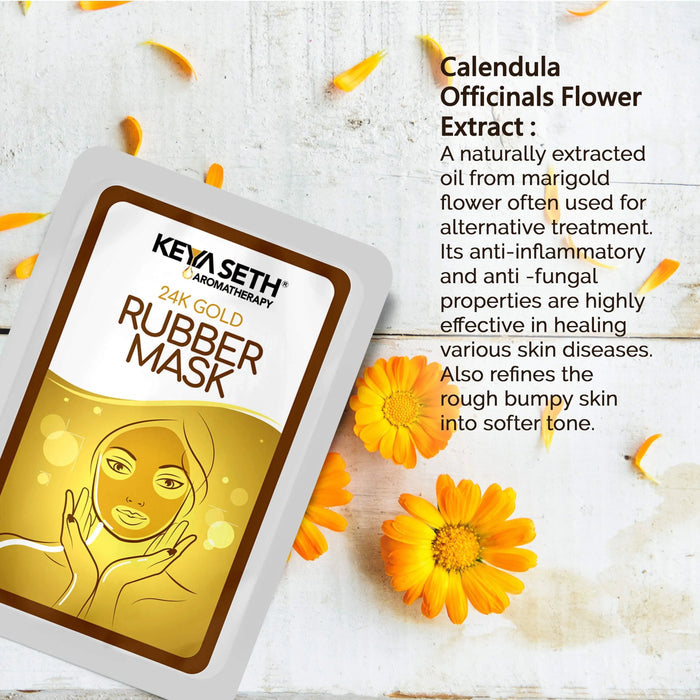 24K Gold Rubber Facial Mask for Brightening & Whitening Enriched with Aloe Vera & Chamomile Extract - Keya Seth Aromatherapy