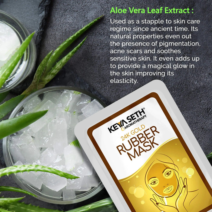 24K Gold Rubber Facial Mask for Brightening & Whitening Enriched with Aloe Vera & Chamomile Extract - Keya Seth Aromatherapy