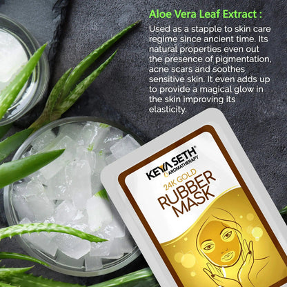 24K Gold Rubber Facial Mask for Brightening & Whitening Enriched with Aloe Vera & Chamomile Extract - Keya Seth Aromatherapy