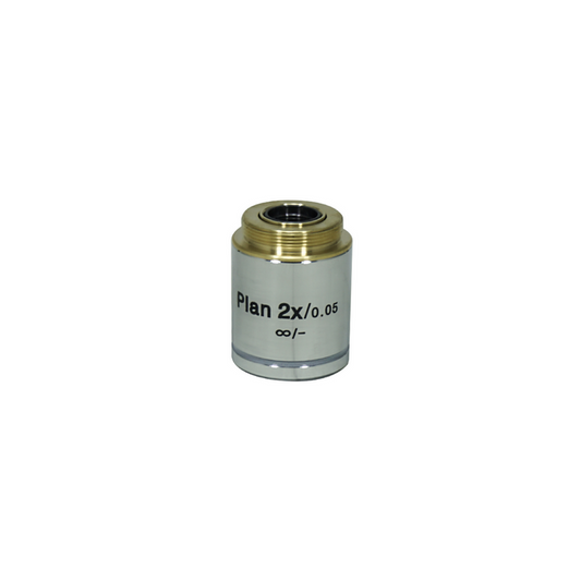 2X Infinity-Corrected Semi-Plan Achromatic Microscope Objective Lens Working Distance 18.3mm, SKU BM13023121, three quarter front view