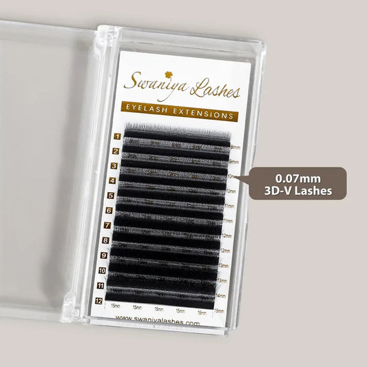 3D V-Shape Pre-Made Lash Fans for Wispy Volume Sets — 0.07mm| Swaniya Lashes
