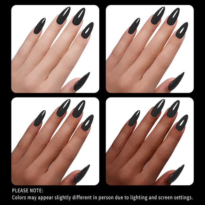 Black nail polish on different skin tones