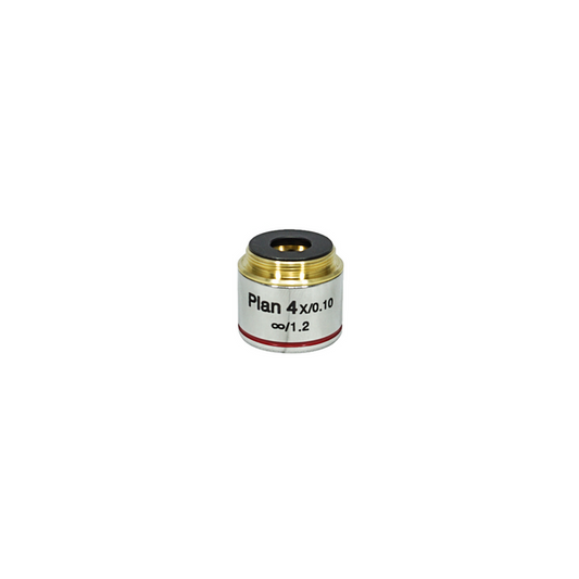 4X Infinity-Corrected Long Working Distance Plan Achromatic Microscope Objective Lens Working Distance 17.3mm, SKU BM13063231, three quarter front view