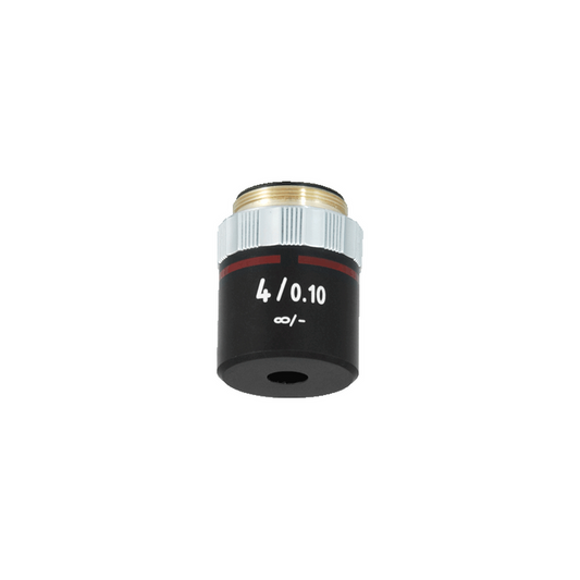 4X Infinity-Corrected Semi-Plan Achromatic Microscope Objective Lens Working Distance 16.8mm, SKU BM13023221, three quarter front view