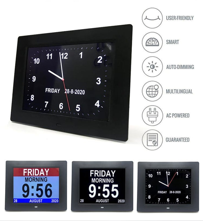 8" Digital Calendar Day Clock - Orientation Dementia Clock