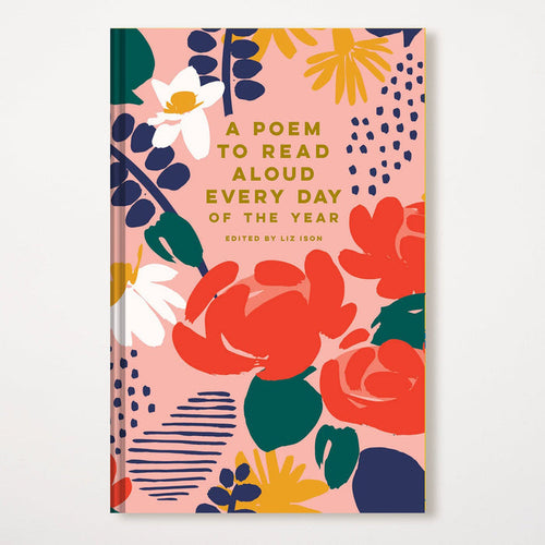 Illustrated poetry book cover with colorful floral abstract design and read-aloud title