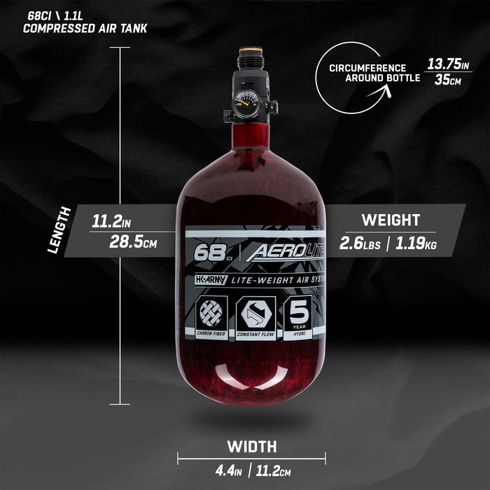 AeroLite Carbon Fiber Tank - 68ci / 4500psi  - Red