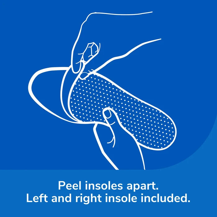 Air-Pillo® comfort insoles peel-apart left and right insert illustration