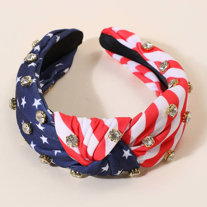American Flag Knot Rhinestone Headband